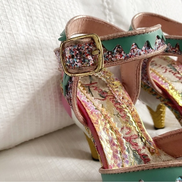 IRREGULAR CHOICE LIMITED EDITION ICECREAM GLITTER STRAPPY HIGH HEEL SANDALS 5.5 - Picture 7 of 9